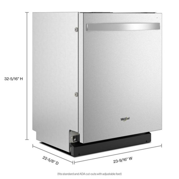 Whirlpool® Lave-vaisselle affleurant aux armoires en noir avec 3ᵉ panier - 44 dBA WDT550SAPZ