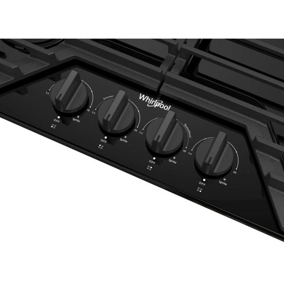 Whirlpool® Table de cuisson au gaz avec grilles en fonte à charnière EZ-2-Lift™, 30 po WCGK5030PB