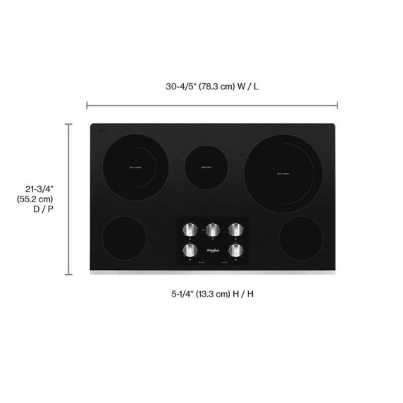 Whirlpool® Table de cuisson électrique en vitrocéramique avec deux éléments radiants doubles - 36 po WCE77US6HS