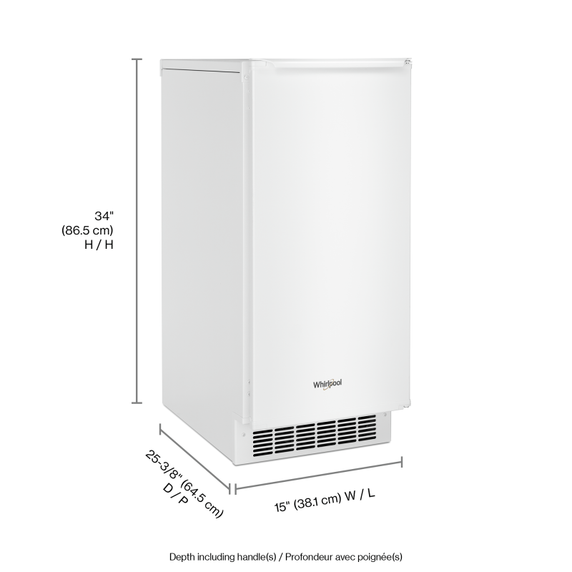 Machine à glaçons avec technologie de glace transparente - 15 po Whirlpool® WUI75X15HW