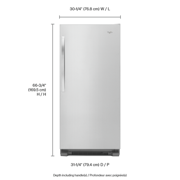 Réfrigérateur sans congélateur Sidekicks® avec éclairage à del  - 30 po - 18 pi cu Whirlpool® WSR57R18DM