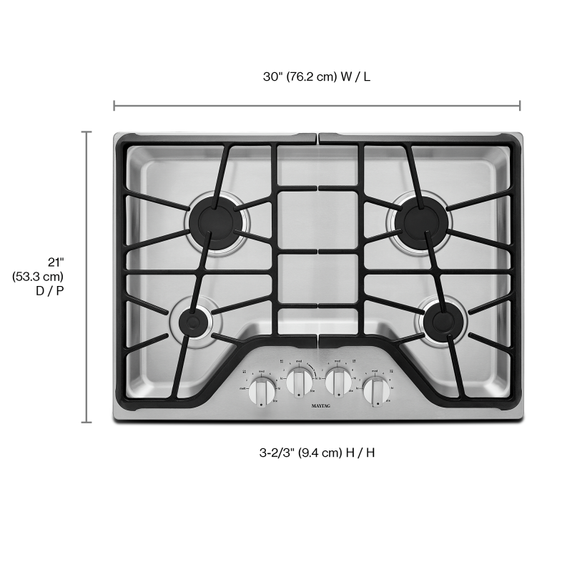 Table de cuisson au gaz avec 4 brûleurs powertm - 30 po Maytag® MGC7430DS