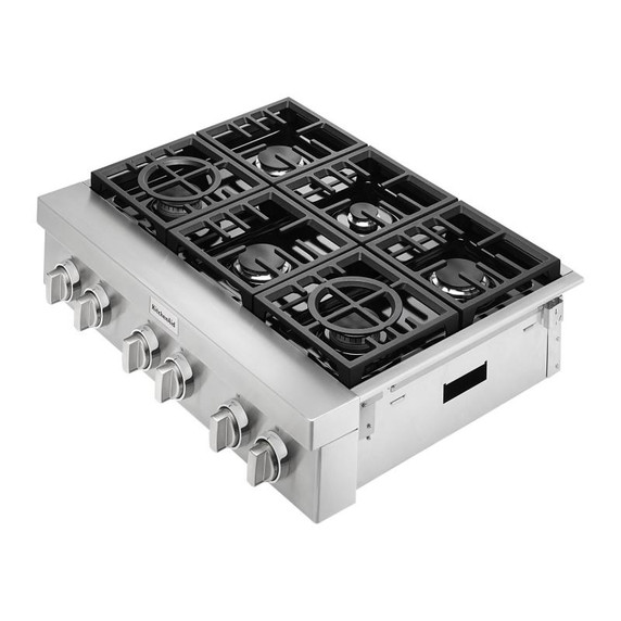 Table de cuisson commerciale au gaz KitchenAid®, 6 brûleurs, 36 po KCGC506JSS