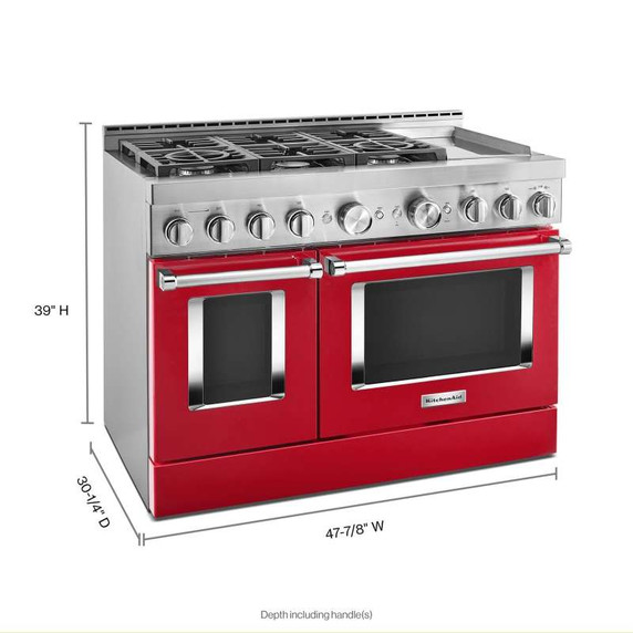 Cuisinière commerciale intelligente au gaz KitchenAid® avec plaque chauffante, 48 po KFGC558JPA