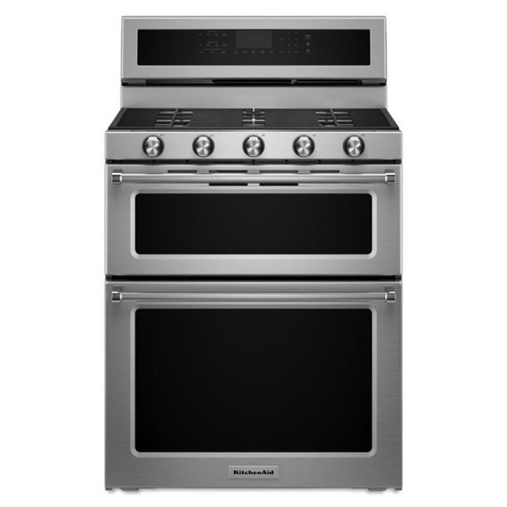 Kitchenaid® Cuisinière bi-combustible à four double à convection avec 5 brûleurs - 30 po KFDD500ESS