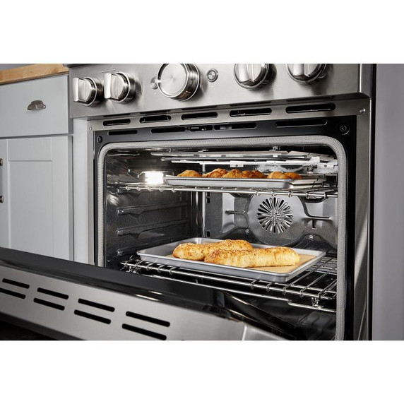 Kitchenaid® Cuisinière commerciale intelligente bicombustible avec 4 brûleurs - 30 po KFDC500JSS