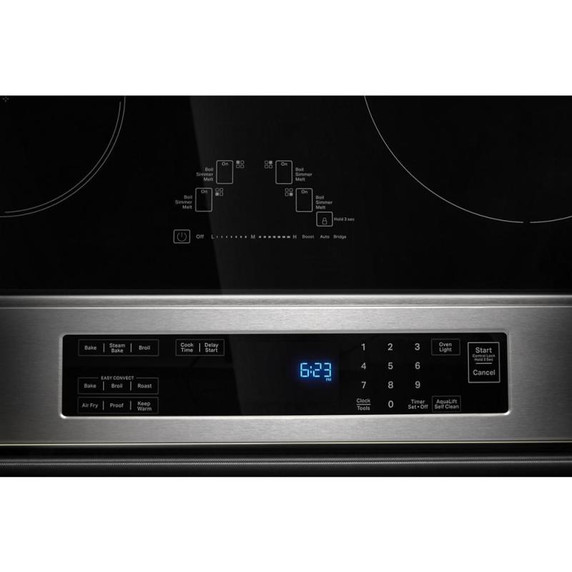 Kitchenaid® Cuisinière à induction et à convection coulissante de 30 pouces avec commandes frontales, 4 brûleurs et friture à air KSIS730PSS