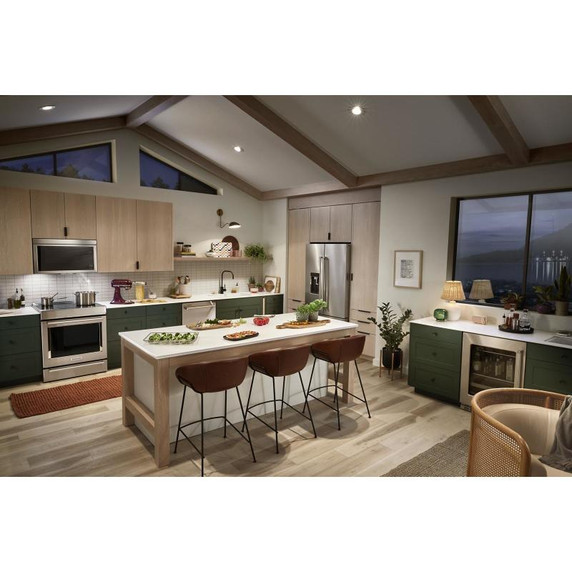 Kitchenaid® Cuisinière à induction et à convection coulissante de 30 pouces avec commandes frontales, 4 brûleurs et friture à air KSIS730PSS