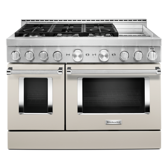 Cuisinière commerciale intelligente au gaz KitchenAid® avec plaque chauffante, 48 po KFGC558JMH