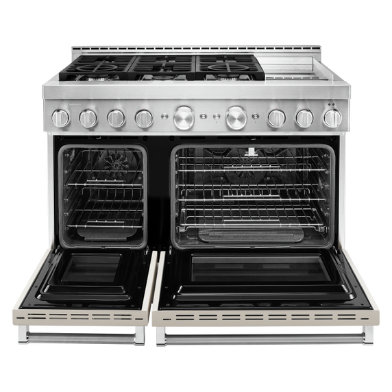 Cuisinière commerciale intelligente au gaz KitchenAid® avec plaque chauffante, 48 po KFGC558JMH