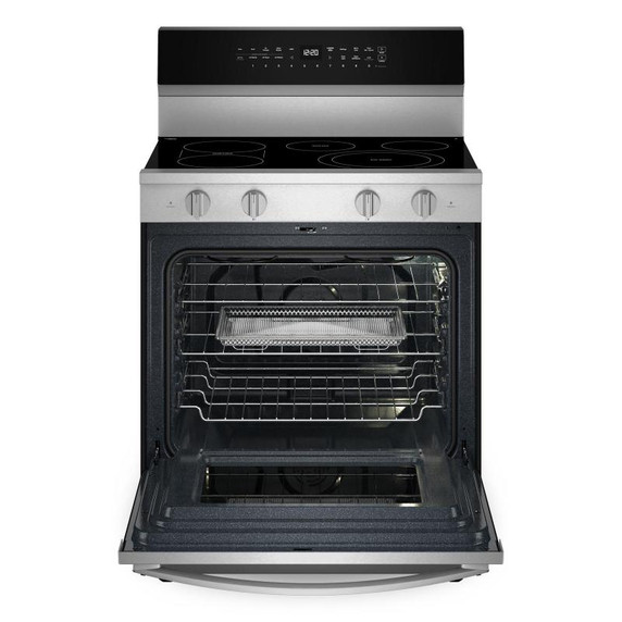 Whirlpool® Cuisinière électrique intelligente de 30 pouces avec technologie de cuisson à air, revêtement WipeClean™, auto-nettoyage/netoyage à la vapeur, préchauffage à grande vitesse et capacité de 5.3 pi cu YWFES7530RZ