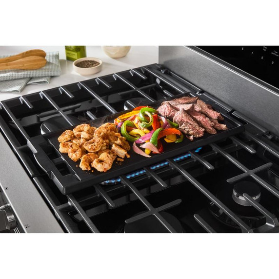 Whirlpool® Cuisinière au gaz intelligente de 30 pouces avec technologie de cuisson à air, auto-nettoyage/netoyage à la vapeur, préchauffage rapide avec capacité de 5.3 pi cu WFGS7530RZ