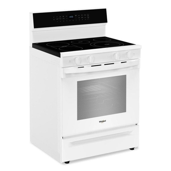 Whirlpool® Cuisinière électrique intelligente de 30 pouces avec technologie de cuisson à air, revêtement WipeClean™, auto-nettoyage/netoyage à la vapeur, préchauffage à grande vitesse et capacité de 5.3 pi cu YWFES7530RW