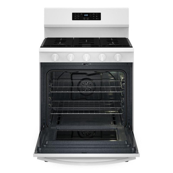 Whirlpool® Cuisinière au gaz Energy Star à convection de 30 pouces avec technologie de cussion à air, friture et cuisson à air sans préchauffage et autonettoyante. WFGS5030RW