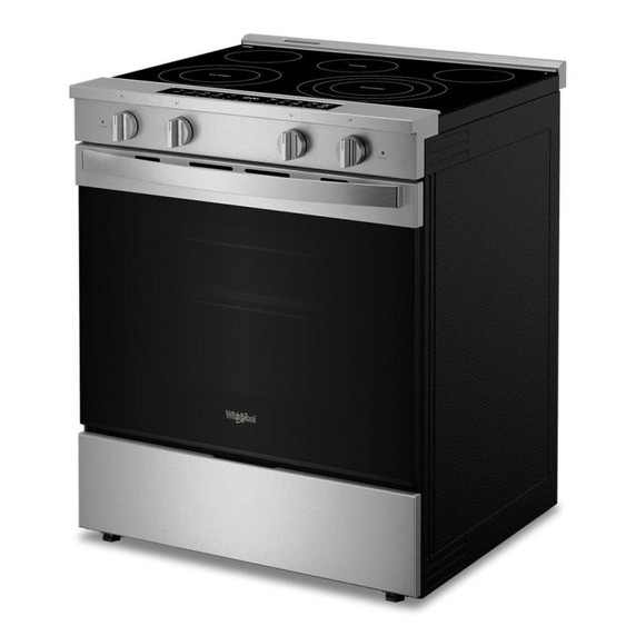 Whirlpool® Cuisinière électrique inteligente à commandes frontales de 30 pouces avec technologie de cuisson à air, revêtement WipeClean™, vapeur/auto-nettoyage, préchauffage à grande vitesse et capacité de 5.3 pi cu YWSES7530RZ