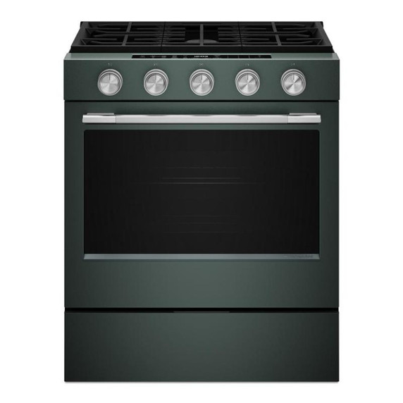 Kitchenaid® Cuisinière au gaz coulissante intelligente avec modes de cuisson à convection et brûleur 2 en 1 - 5 pi cu KSGS530SJP