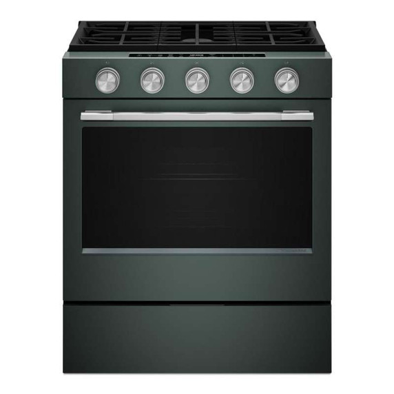 Kitchenaid® Cuisinière au gaz coulissante intelligente avec modes de cuisson à convection et brûleur 2 en 1 - 5 pi cu KSGS530SJP