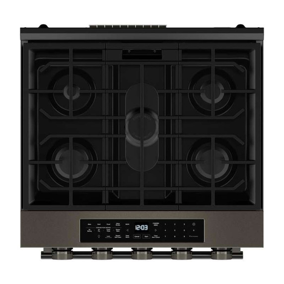 Kitchenaid® Cuisinière au gaz coulissante intelligente avec modes de cuisson à convection et brûleur 2 en 1 - 5 pi cu KSGS530SBE