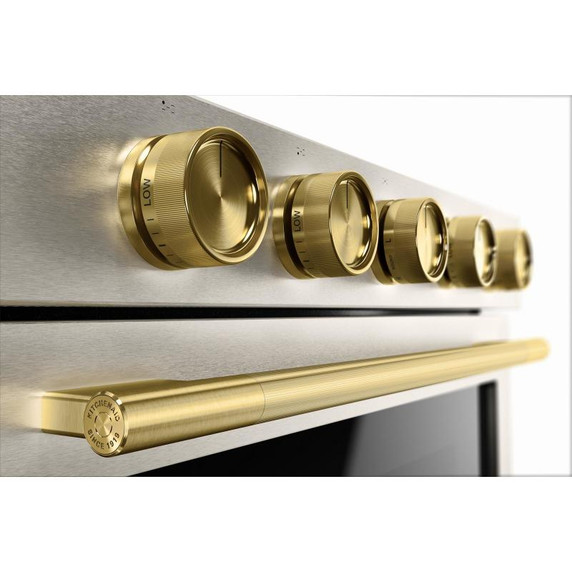 Kitchenaid® Cuisinière au gaz coulissante intelligente avec modes de cuisson à convection et brûleur 2 en 1 - 5 pi cu KSGS530SPS