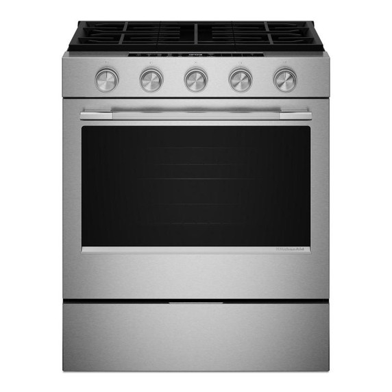 Kitchenaid® Cuisinière au gaz coulissante intelligente avec modes de cuisson à convection - 5 pi cu KSGS330SPS