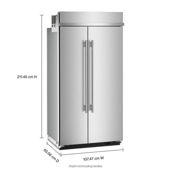 Kitchenaid® Réfrigérateur côte à côte encastré avec intérieur platine - 42 po - 25.5 pi cu KBSN742SPS