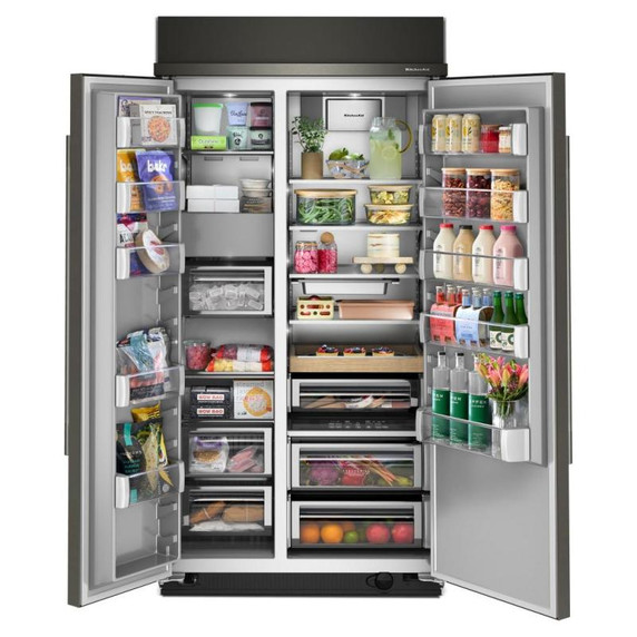 Kitchenaid® Réfrigérateur côte à côte encastré avec intérieur platine - 42 po - 25.5 pi cu KBSN742SBE