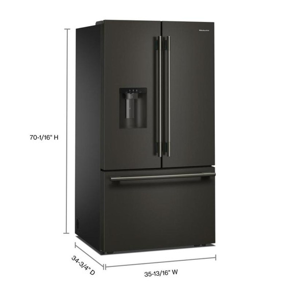 Kitchenaid® Réfrigérateur à portes françaises avec distributeur d’eau et de glaçons extérieur - 30 pi cu KRFF436SBE