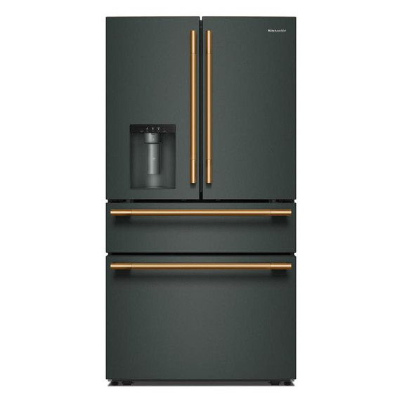 Kitchenaid® Réfrigérateur à portes françaises avec distributeur d’eau et de glaçons extérieur et tiroir réfrigéré pleine largeur FreshChill™ - 29 pi cu KRMF436SJP