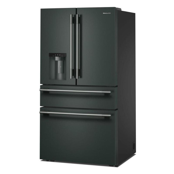 Kitchenaid® Réfrigérateur à portes françaises avec distributeur d’eau et de glaçons extérieur et tiroir réfrigéré pleine largeur FreshChill™ - 29 pi cu KRMF436SJP