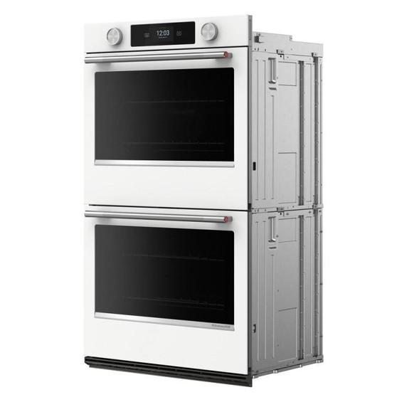 Kitchenaid® Four mural double électrique intelligent de 30 pouces avec modes de cuisson assistée - Blanc KOED730SWH