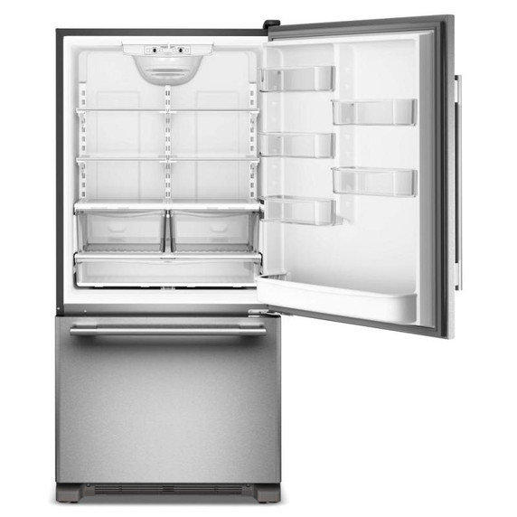 Kitchenaid® Réfrigérateur à congélateur inférieur et profondeur standard avec porte à charnière à droite de 22 pi cu - 33 po KRBR133SPS
