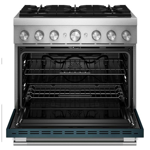 Kitchenaid® Cuisinière bicombustible de style commercial à 6 brûleurs avec mode de friture à air sans préchauffage de 36 po KFDS936SAG