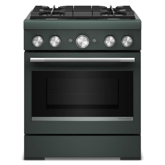 Cuisinière bicombustible de style commercial à 4 brûleurs avec mode de friture à air sans préchauffage KitchenAid® de 30 po KFDS930SJP