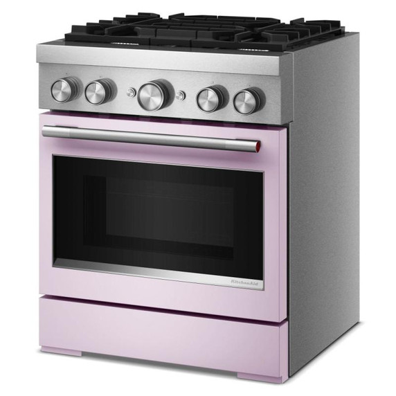 Kitchenaid® Cuisinière bicombustible de style commercial à 4 brûleurs avec mode de friture à air sans préchauffage de 30 po KFDS930SWF