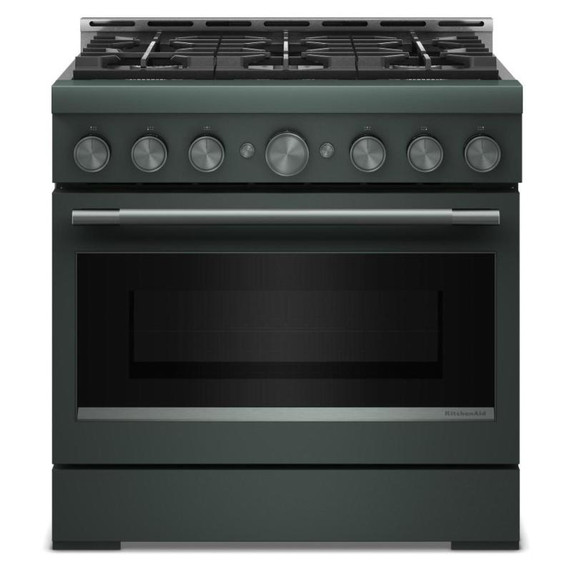 Cuisinière au gaz de style commercial à 6 brûleurs avec mode de friture à air sans préchauffage KitchenAid® de 36 po KFGS936SJP