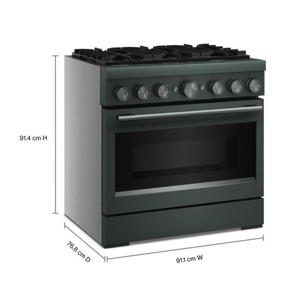 Cuisinière bicombustible de style commercial à 6 brûleurs avec mode de friture à air sans préchauffage KitchenAid® de 36 po KFDS936SJP