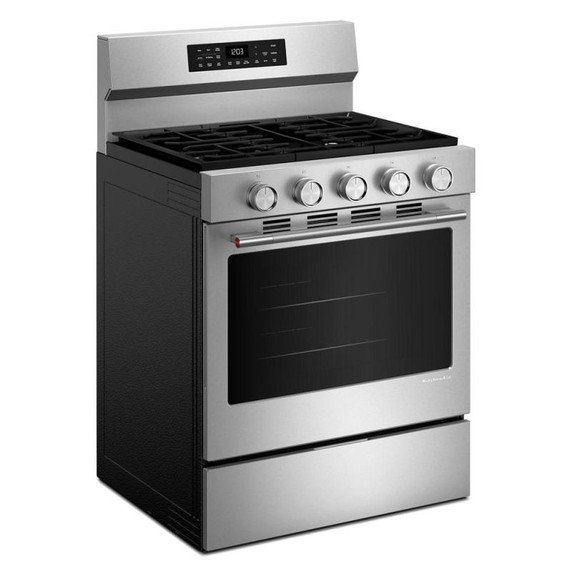 Kitchenaid® Cuisinière au gaz non encastrée intelligente avec modes de cuisson à convection - 5 pi cu KFGS330TPS