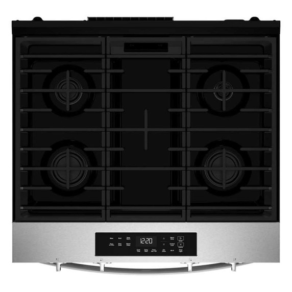 Whirlpool® Cuisinière au gaz intelligente avec friture à air sans préchauffage et nettoyage à la vapeur de 30 po WSGS3330TS