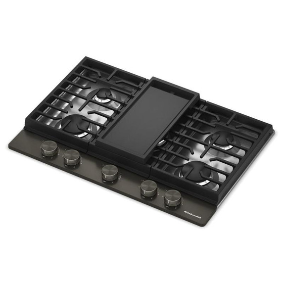 Kitchenaid® Table de cuisson au gaz à surface en métal avec grille pour wok intégrée et fini CookShield™ KCGK730SBE