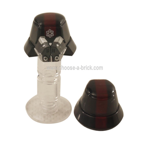 Zwarte minifiguur, hoofddeksel-helm SW Sith Trooper met rode streep smal, ademmasker en imperiaal logopatroon