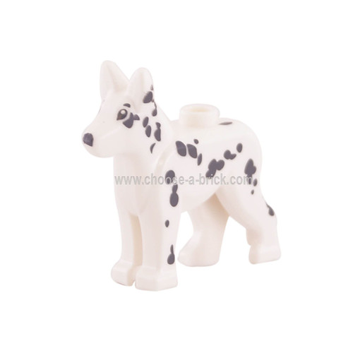 Witte hond Elzasser - Duitse herder (Police Dog-Fire Dog) met Dalmatisch patroon