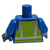 Blue Torso Safety Vest with Silver and Lime Reflective Stripes over Jacket with Orange Stripe Pattern / Blue Arms / Dark Bluish Gray Hands