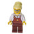 Female with Reddish Brown Apron with Cup and Name Tag Pattern, Bright Light Yellow Hair Female Large High Bun, Glasses