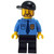 Politie - Stadsshirt met donkerblauwe das en gouden insigne Zwarte benen Zwarte pet met korte snavel Bruine baard Afgerond