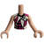 Torso Mini Pop Girl Zwart, Magenta en Wit Harlekijn Shirt Patroon, Lichte Nogaat Armen met Handen