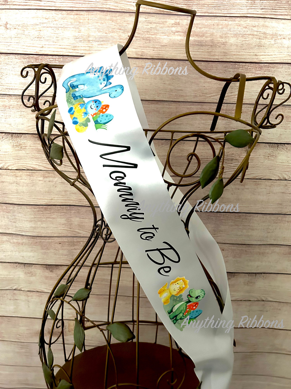 Dinosaur Baby Shower Sash or Pins for Daddy or Mommy to Be Pin to