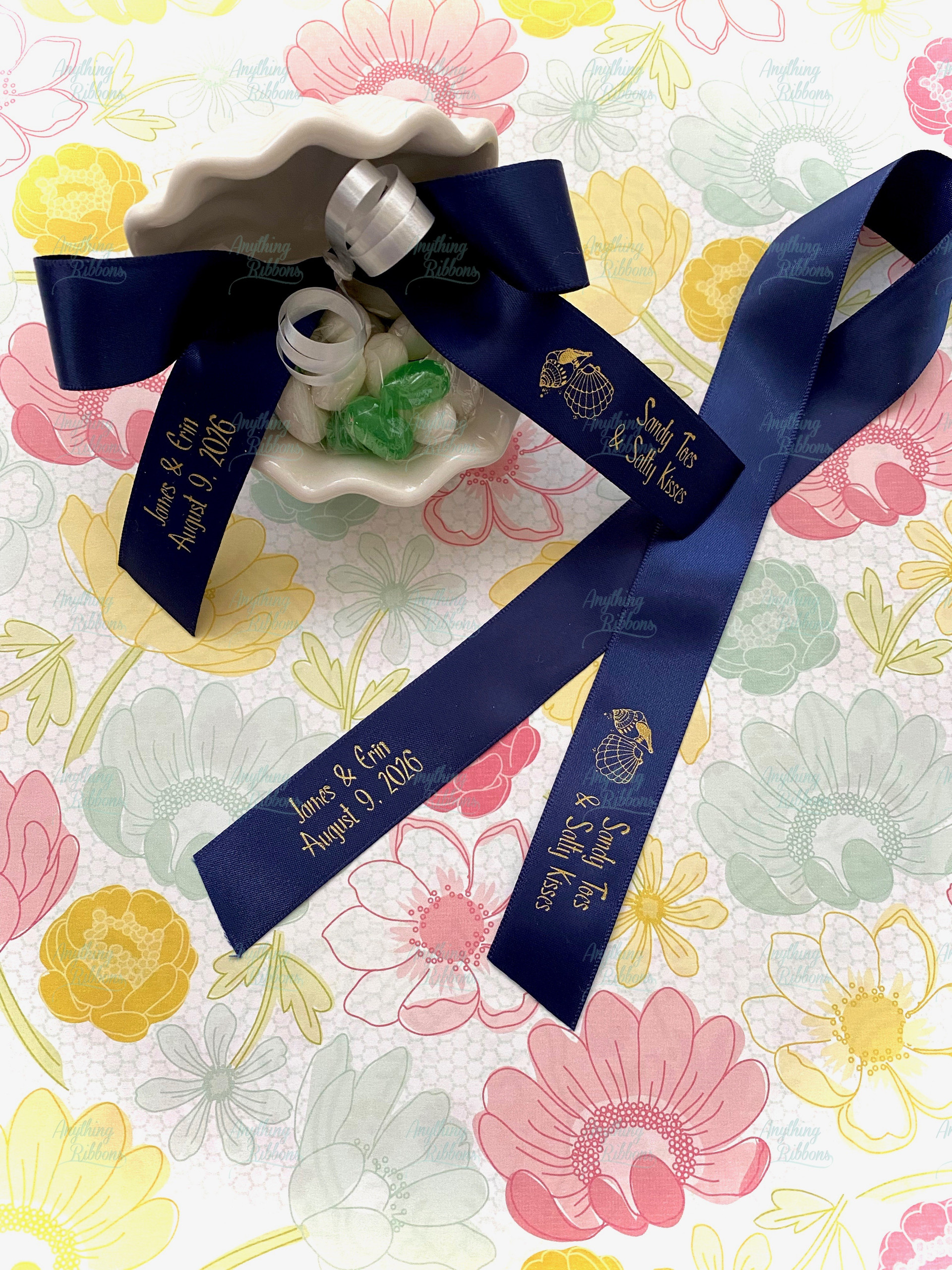 S'mores Wedding Custom 7/8 inch Satin Favor Ribbon