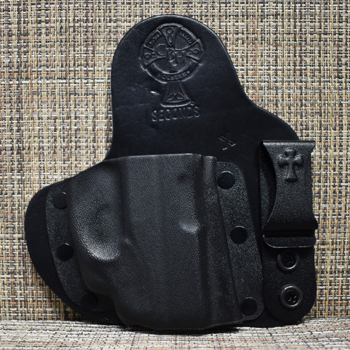 10737 CrossBreed® Appendix Carry. RUGER LC9 with CRIMSON TRACE LG-412 . Right Hand . Black Cow