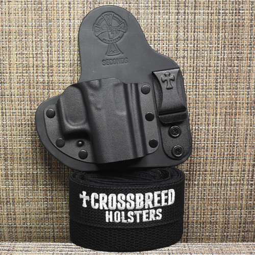 22683 CrossBreed® Appendix Carry for GLOCK 43 / 43x / 48 . Right Hand . Black Cow . Optic Cut and LIBERTY BAND
