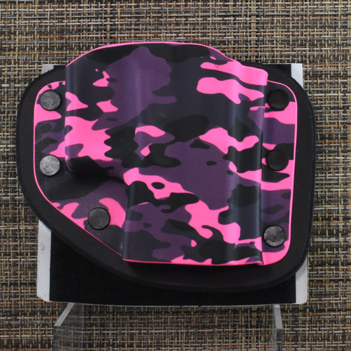 MP237 CrossBreed® Modular Pocket for GLOCK 43mos / 43xmos / 48mos with RAIL . Right Hand . Black Cow . Woodland Camo Neon Pink Pocket